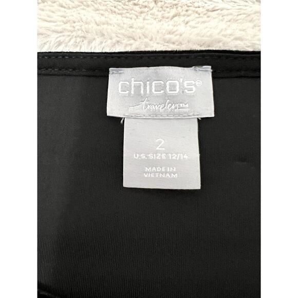 Chico's Travelers womens size 2 tunic black velvet stretch, holiday parties - Picture 5 of 6